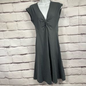 PATAGONIA Womens Bandha Dress Gray Twist Front Cap Sleeves Stretch SZ M Qck Dry